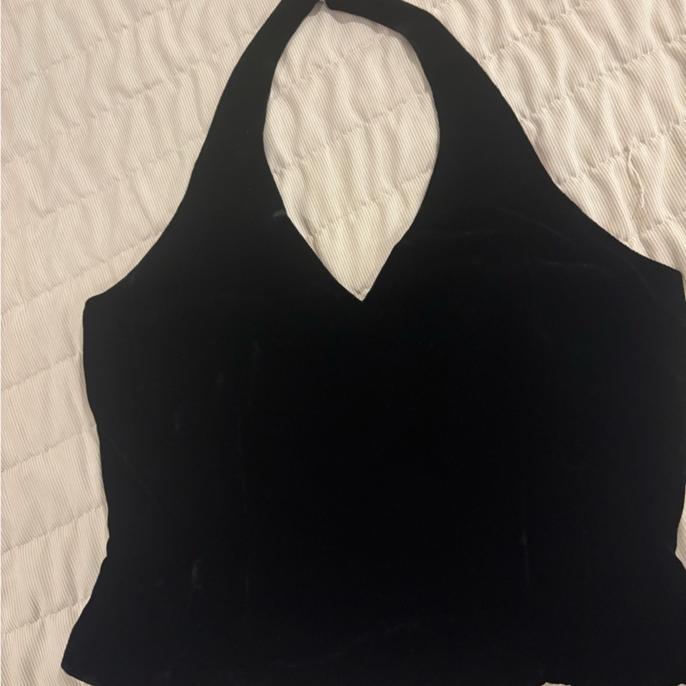 Ann Taylor Black velvet halter top. Size 2P